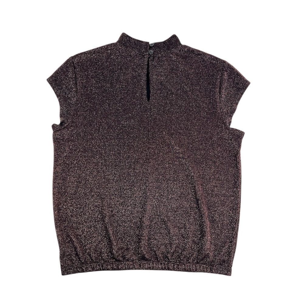 Sanctuary Shimmer‎ And Shine Black Rose Gold Cap Sleeve Blouse Top Size Small - Picture 2 of 6